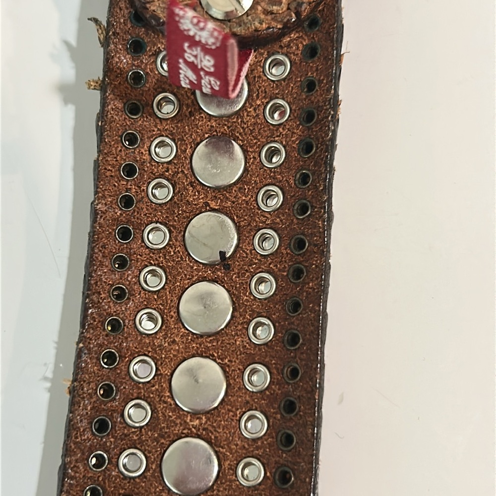 Nanni Italy Genuine Python Turquoise Studded Belt… - image 7